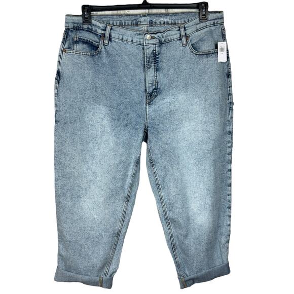 Old Navy SZ 20 Sky-Hi Straight Cropped Jeans Zip-Fly Nicky Wash Cuffed Pockets - Picture 1 of 8